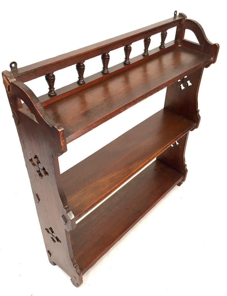 Antique Wooden Hand Carved Art Nouveau Wall Hanging Display Shelf c1900