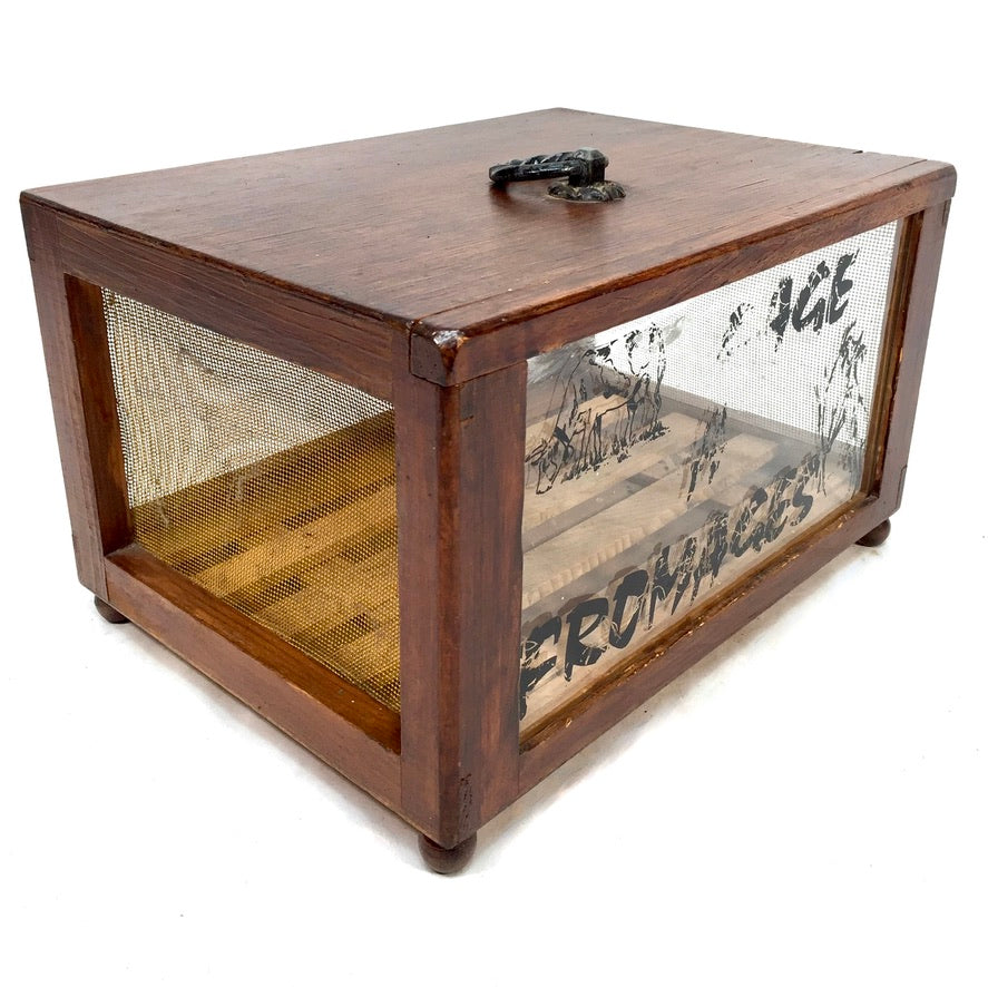 Vintage French Wooden & Glass Cheese Box Keeper / Cave à Fromage / Antique