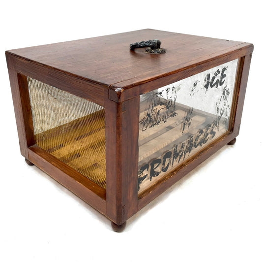 Vintage French Wooden & Glass Cheese Box Keeper / Cave à Fromage / Antique