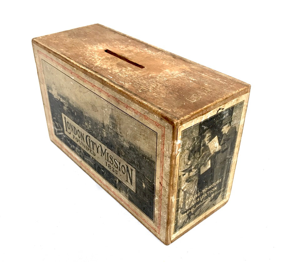 Antique London City Missionary Society Collection Money Box Missions to Men 1965