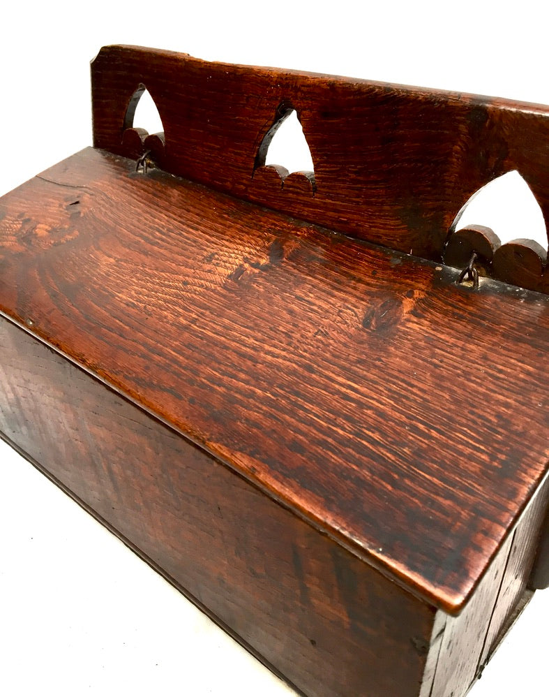 Antique Arts & Crafts Wooden Pine Candle / Knife Box / c.1900 / Wall Hanging