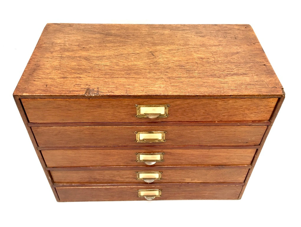Antique Desktop Wooden Chest of Drawers / Filing Storage Box Cabinet c.1950