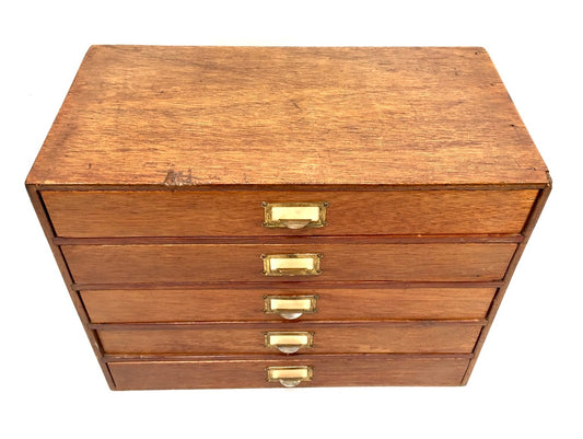 Antique Desktop Wooden Chest of Drawers / Filing Storage Box Cabinet c.1950