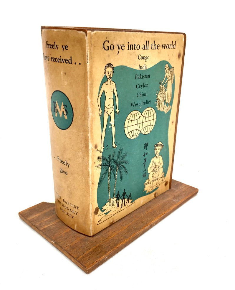 Antique Wooden Missionary Baptist Society Money Collection Box / Offering c.1930