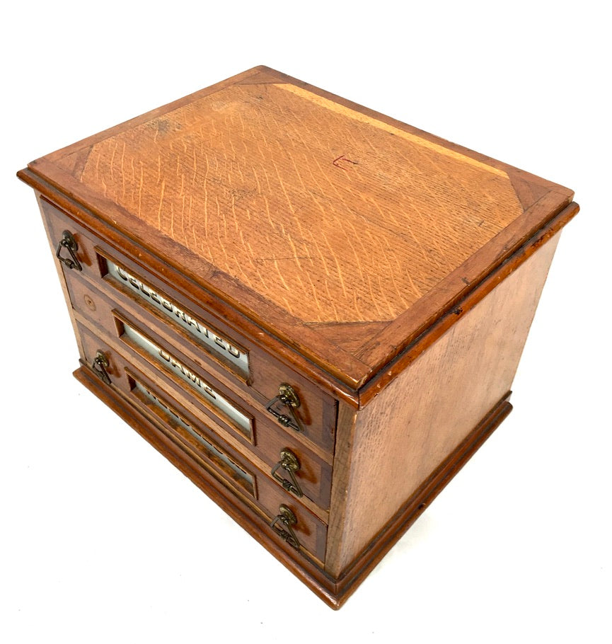 Antique Haberdashery Tabletop Shop Display Needle Box / Display Cabinet Drawers