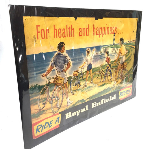 Antique Advertising - Early 20th Century Royal Enfield Bicycle Poster Sign c1930