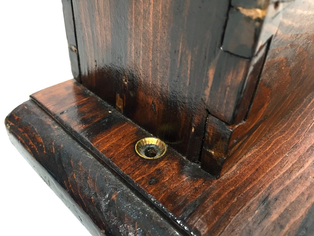 Antique Large 1930s Wooden Pine Desktop Letter Rack / Stationery Holder