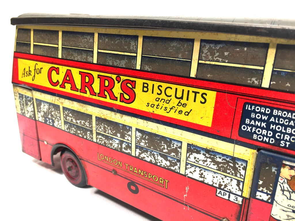 Antique Advertising Chad Valley Double Decker Bus Carr's Table Water Biscuit Tin