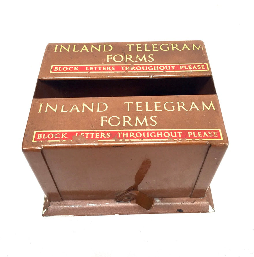 Antique Mid 20th Century Metal Inland Telegram Forms Dispenser Dated 1962