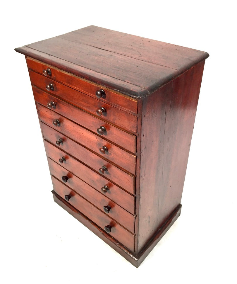 Antique Wooden Large Tabletop Collectors Cabinet Specimen Chest of Drawers c1900
