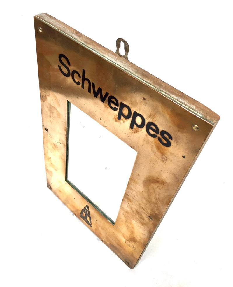 Antique Advertising - Shweppes Wall Hanging Mirror Sign / Pub Menu Board c.1920