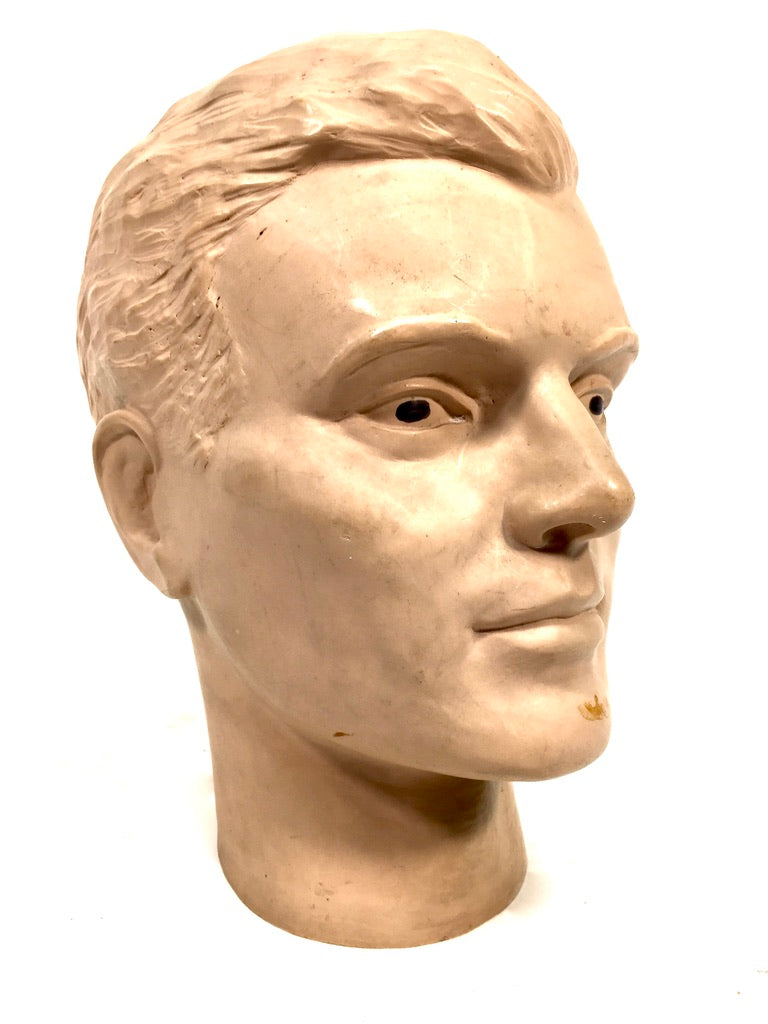 Vintage Tabletop Shop Display Male Mannequin Head / Bust Sculpture 20th Century