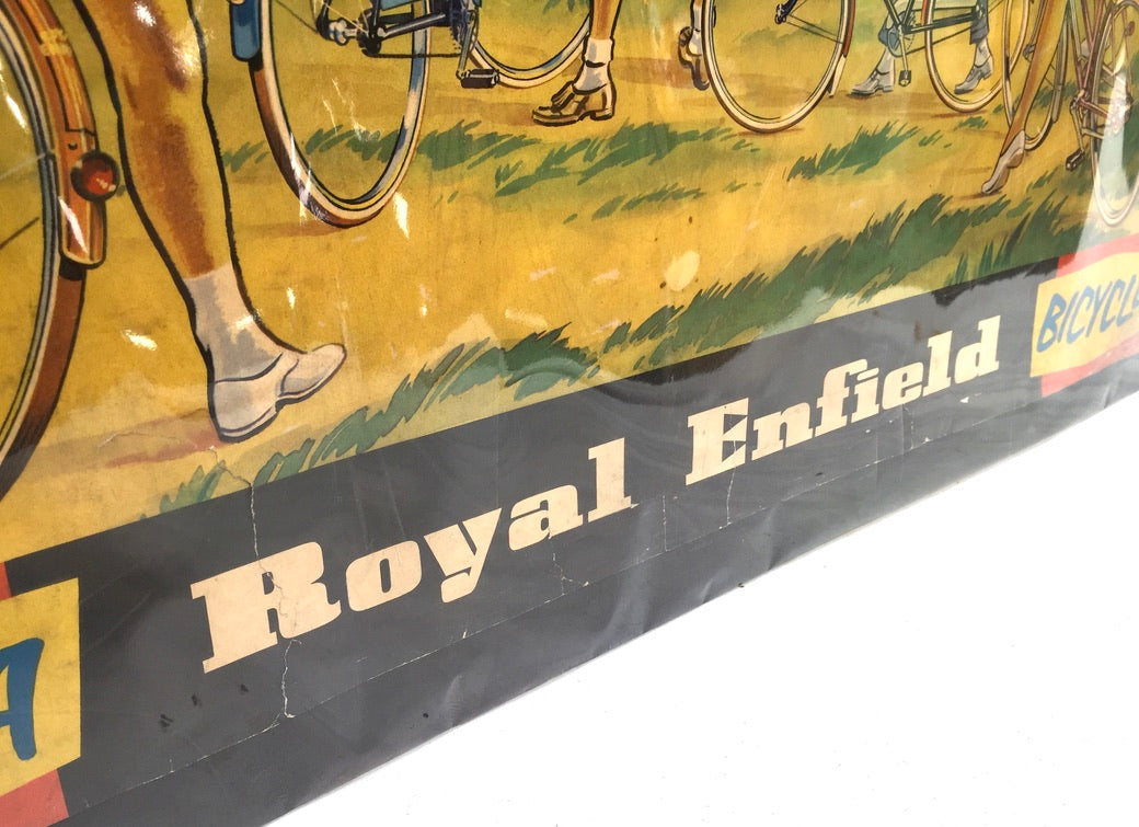 Antique Advertising - Early 20th Century Royal Enfield Bicycle Poster Sign c1930