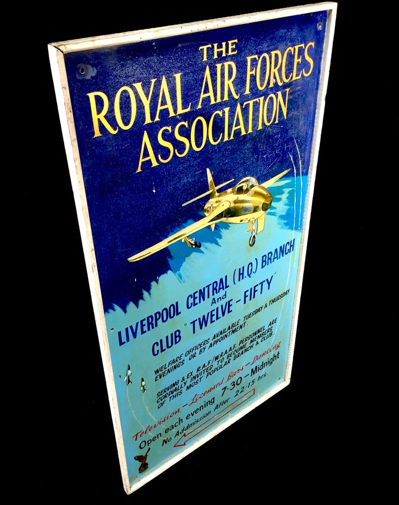 Antique Advertising Sign for the Liverpool RAF Association Royal Air Force c1970