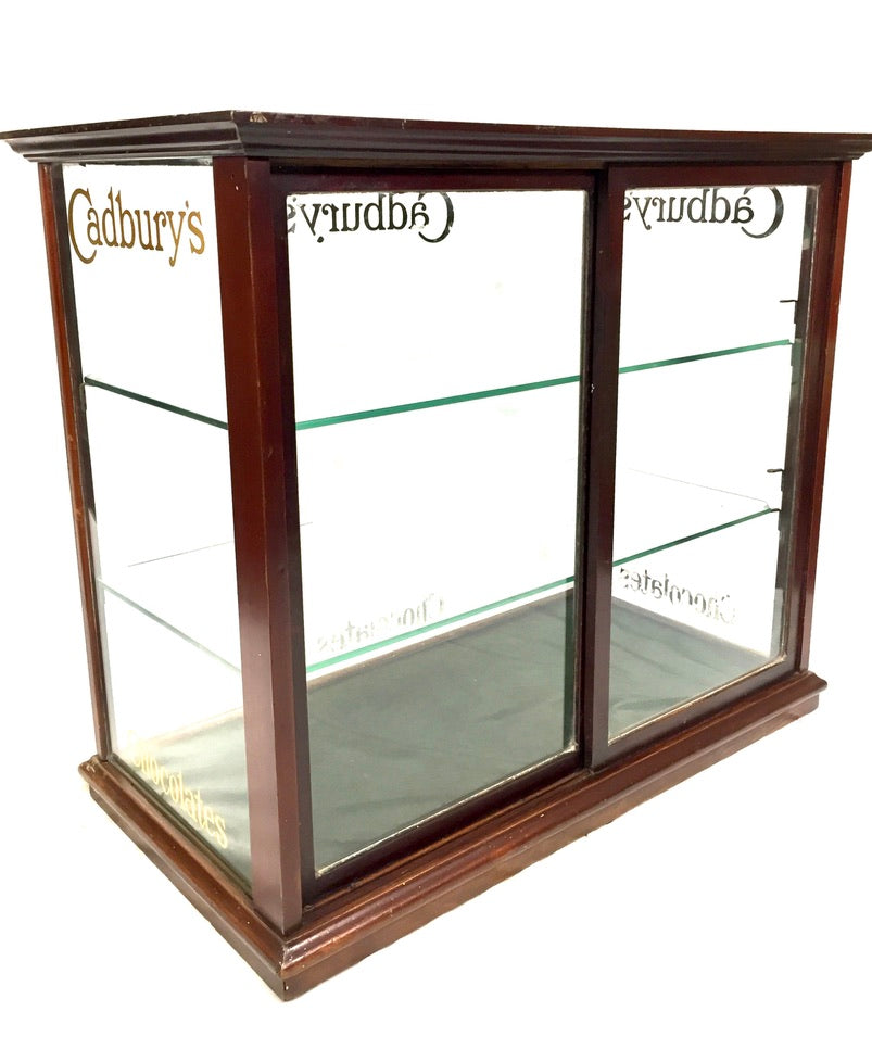 Antique Edwardian Cadbury’s Glass Chocolate Shop Counter Sweet Display Cabinet