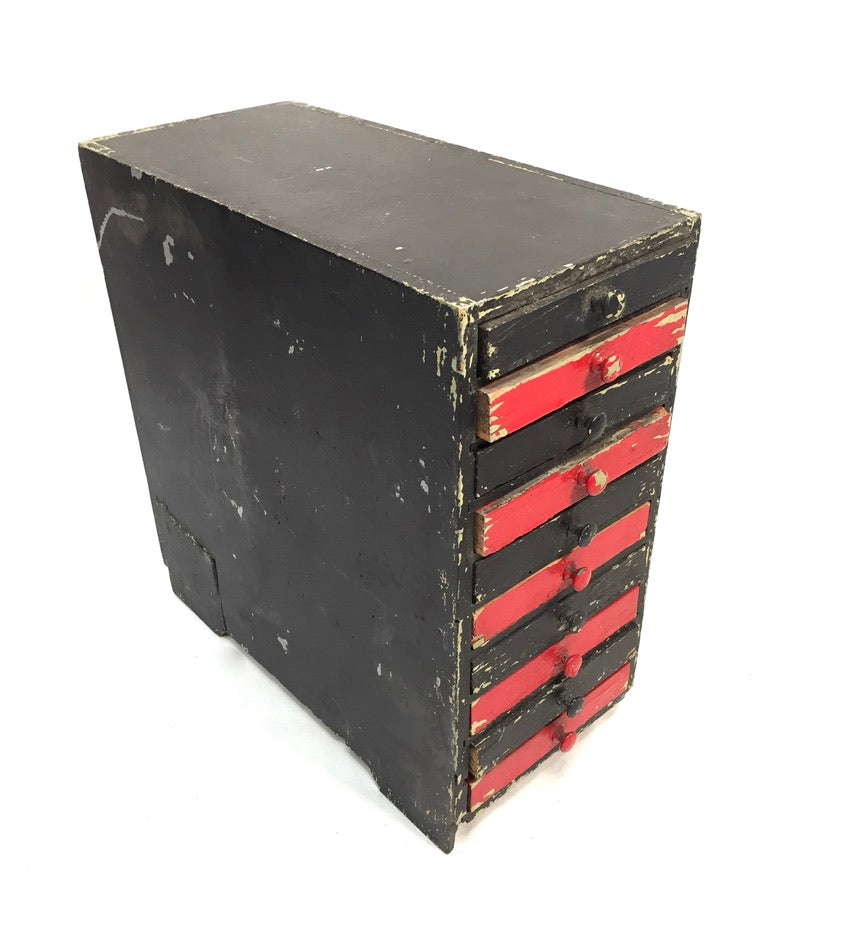 Vintage Tabletop Wooden Chest of Collectors Drawers / Storage Box / Cabinet