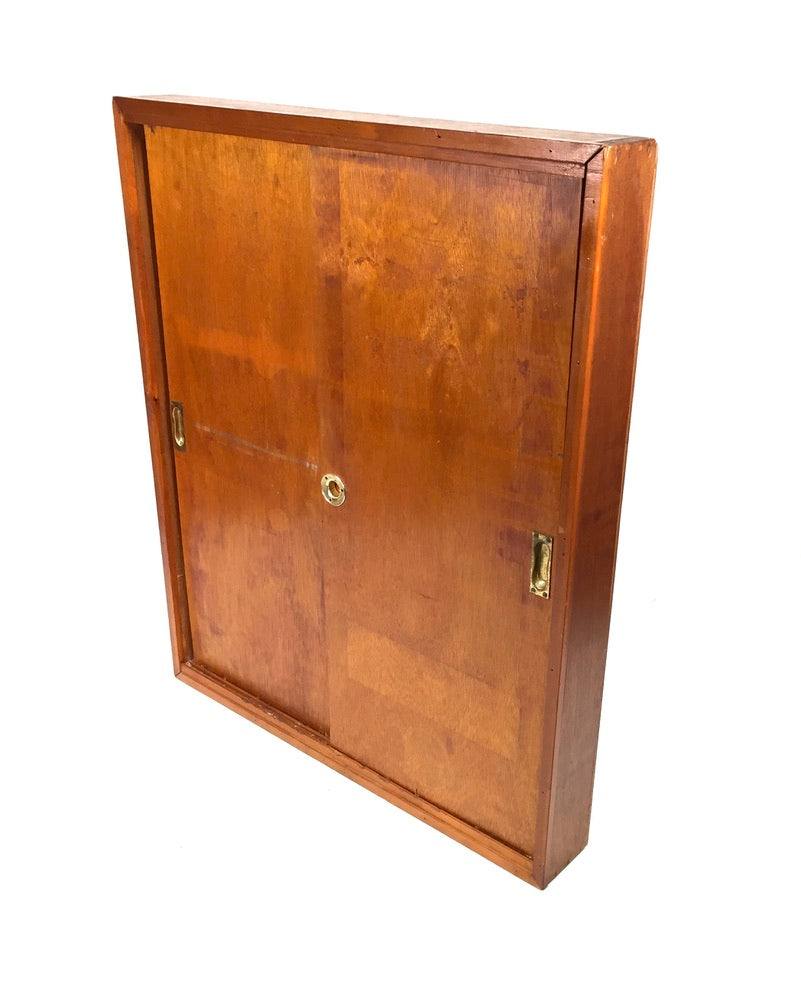 Antique 1930s Large Wall Hanging Wooden Hotel Key Storage Cabinet / Cupboard