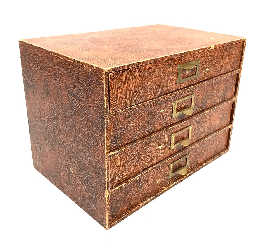Vintage Tabletop Desk Stationery Paper Filing Cabinet Chest of Drawers Box c1950