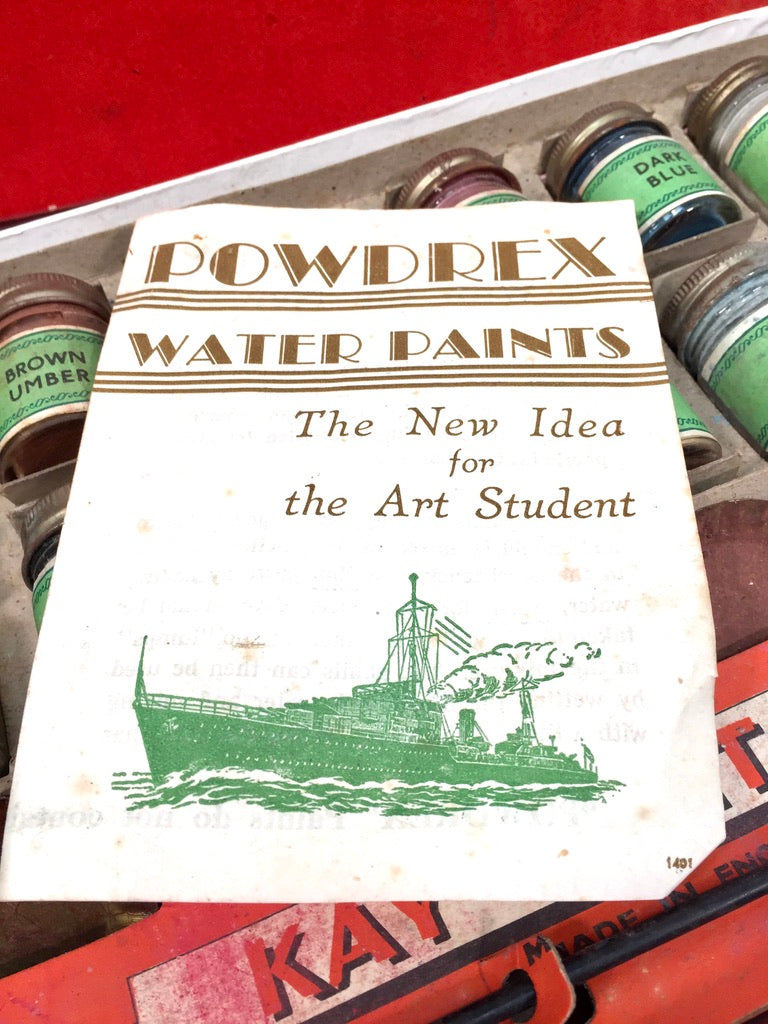 Antique Mid 20th Century Kay Dry Powder Pigment Paint Box / Artists Set in Box