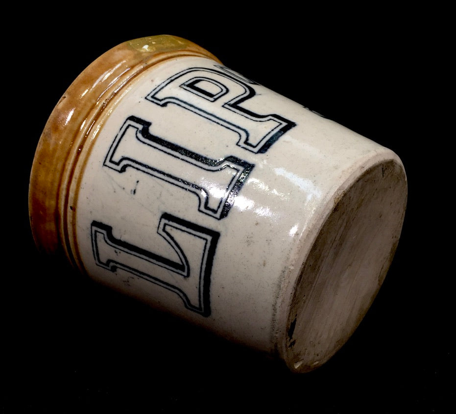 Antique Advertising - Lipton Stoneware Butter Dairy Crock / Pot Utensil Holder