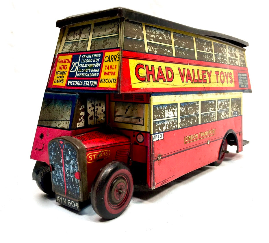 Antique Advertising Chad Valley Double Decker Bus Carr's Table Water Biscuit Tin