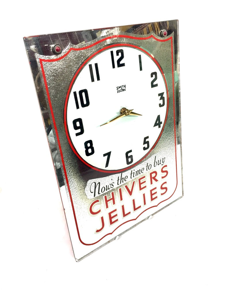 Antique Advertising - Chivers Jellies 1940s Smiths Electric Clock Sign / Working