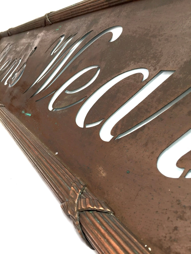 Antique Advertising - Art Deco Copper Lightbox Mens Wear Haberdashery Shop Sign