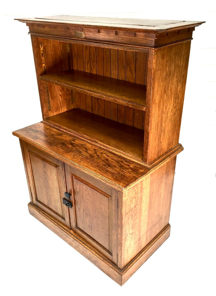 Antique Wooden Solid Oak Bookcase / Display Shelf / Cabinet Cupboard c.1930