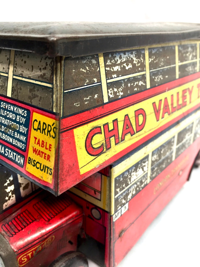 Antique Advertising Chad Valley Double Decker Bus Carr's Table Water Biscuit Tin
