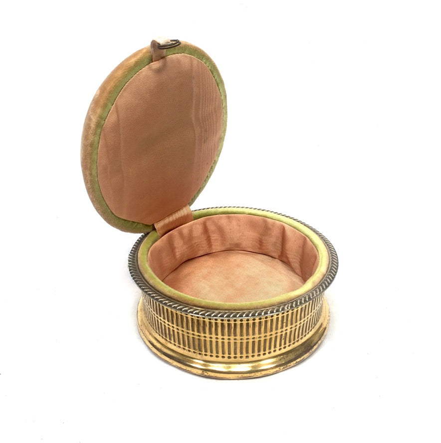 Antique Edwardian Ladies Brass Pin Cushion and Sewing Box / Trinket / Jewellery