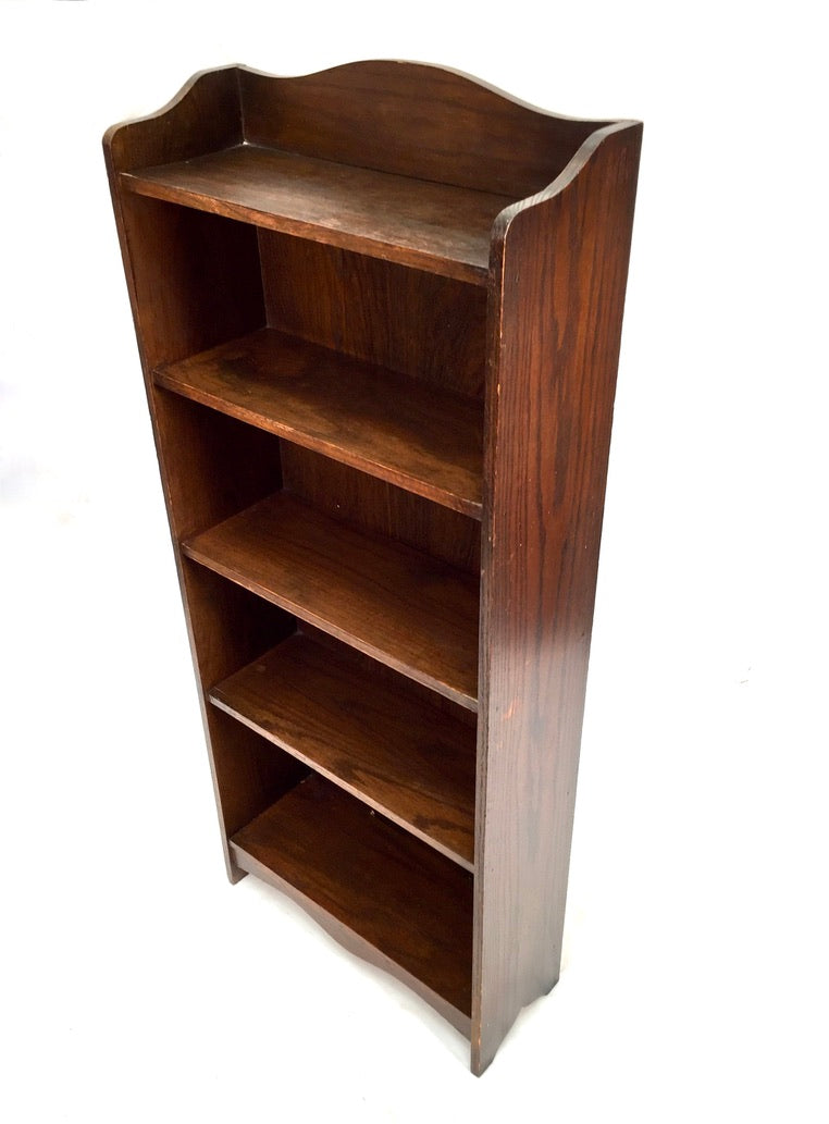 Antique Wooden Oak Bookcase / Book Shelf Display Rack Freestanding c.1950