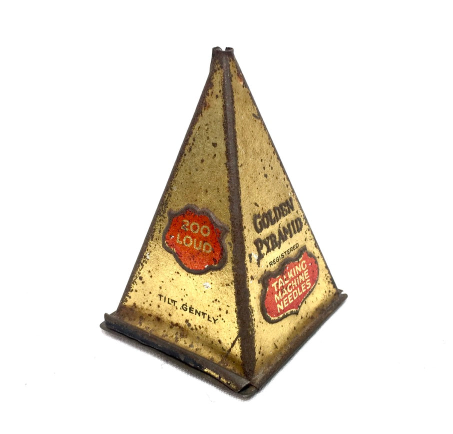 Antique Advertising - Golden Pyramid 200 Extra Loud Gramophone Needle Tin c.1920