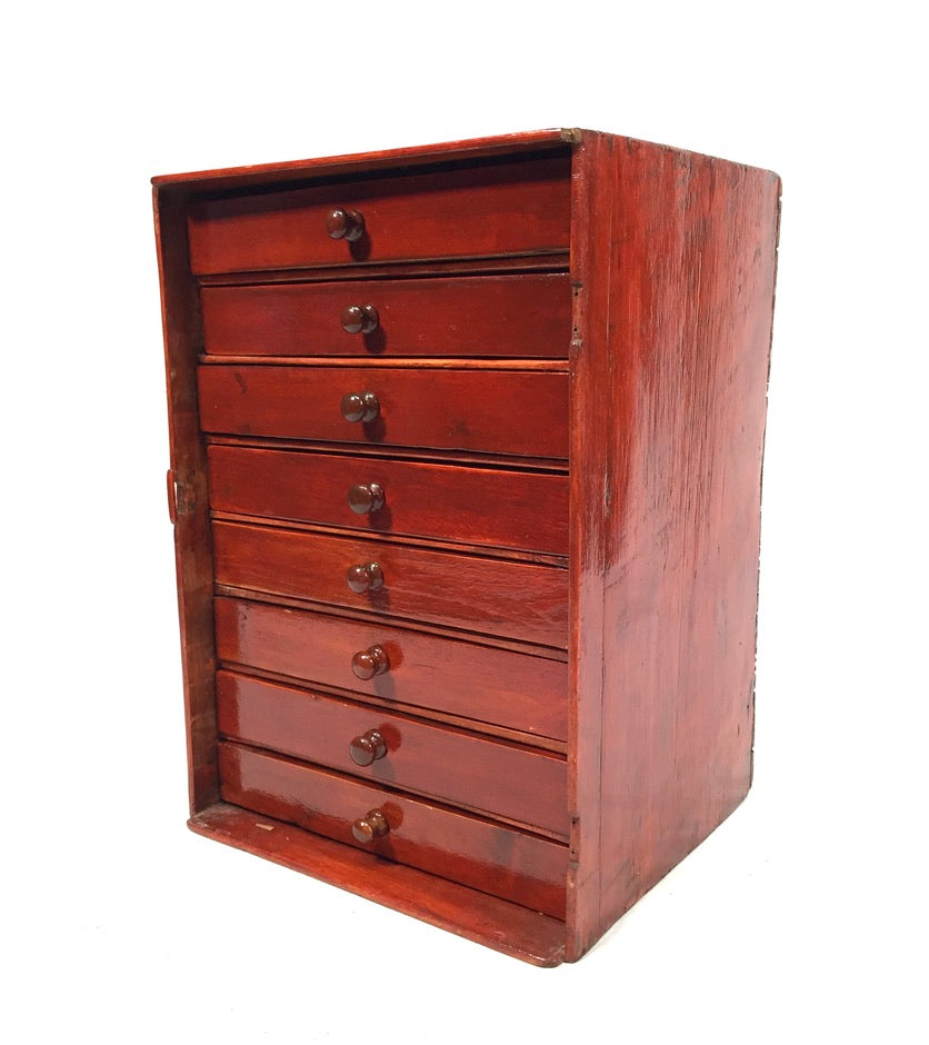 Antique Tabletop Stained Wooden Chest of Specimen Collectors Drawers c.1930