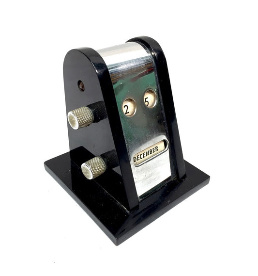 Antique Art Deco Office Desktop Perpetual Calendar c.1930 Working Black Bakelite