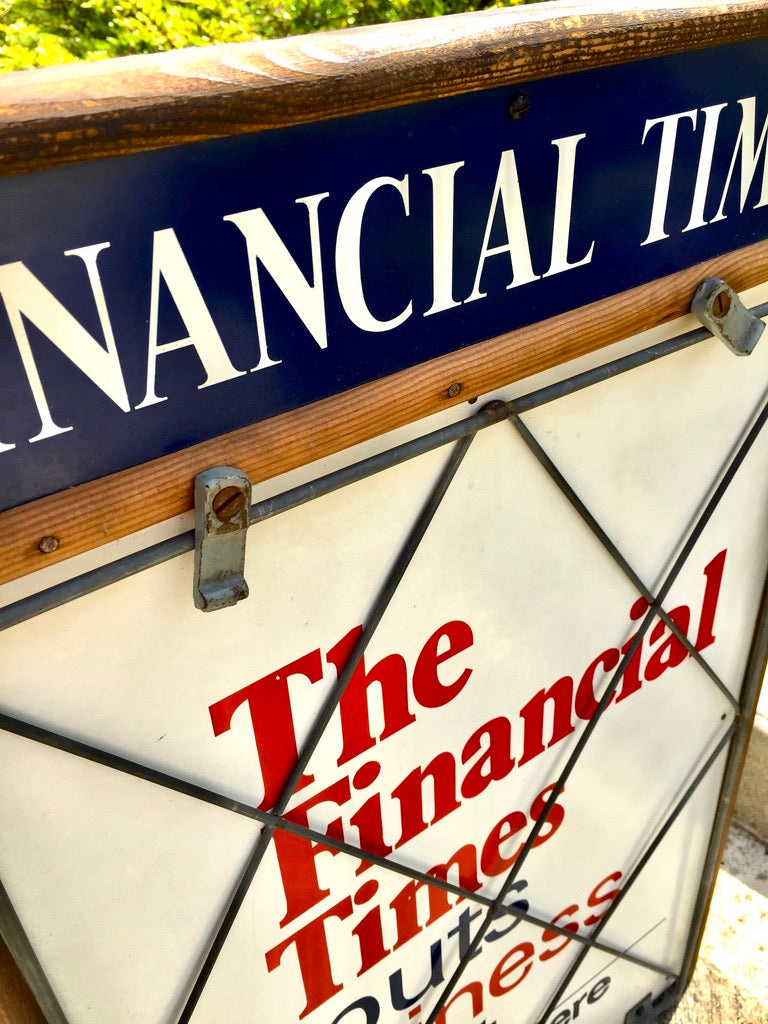 Antique Advertising The Financial Times Wooden Wall Hanging Newsagents Shop Sign