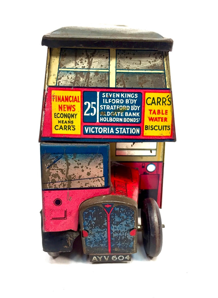 Antique Advertising Chad Valley Double Decker Bus Carr's Table Water Biscuit Tin