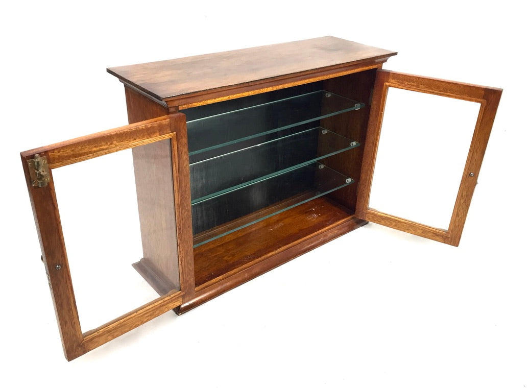 Antique Wooden & Glass Fronted Tabletop Display Cabinet / Storage Box Cupboard