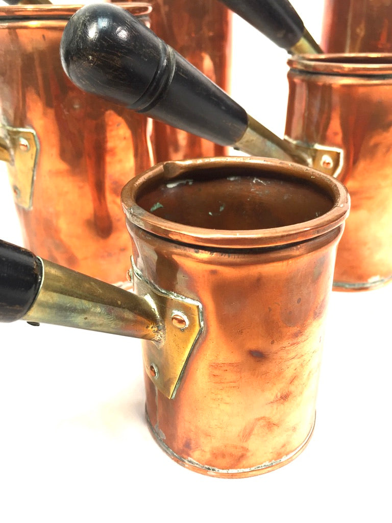 Antique Graduated Set of Five Copper Ale Measures / Jugs / Country Kitchen c1900