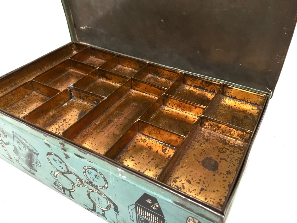 Antique Advertising - C.C.B. Treasure Box Sewing Tin by Huntley Boorne & Stevens