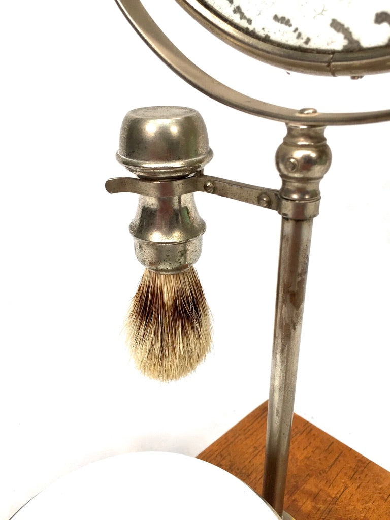 Antique Edwardian Gentleman's Shaving Stand Mirror / Brush &amp; Shaving Bowl c.1910