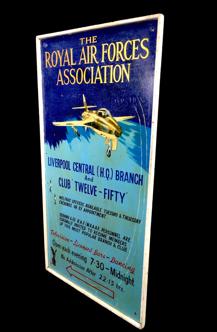 Antique Advertising Sign for the Liverpool RAF Association Royal Air Force c1970