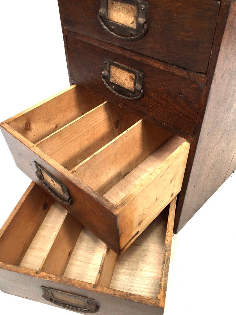 Antique Advertising - Oak Wooden Tabletop Haberdashery Shop Drawers c.1900
