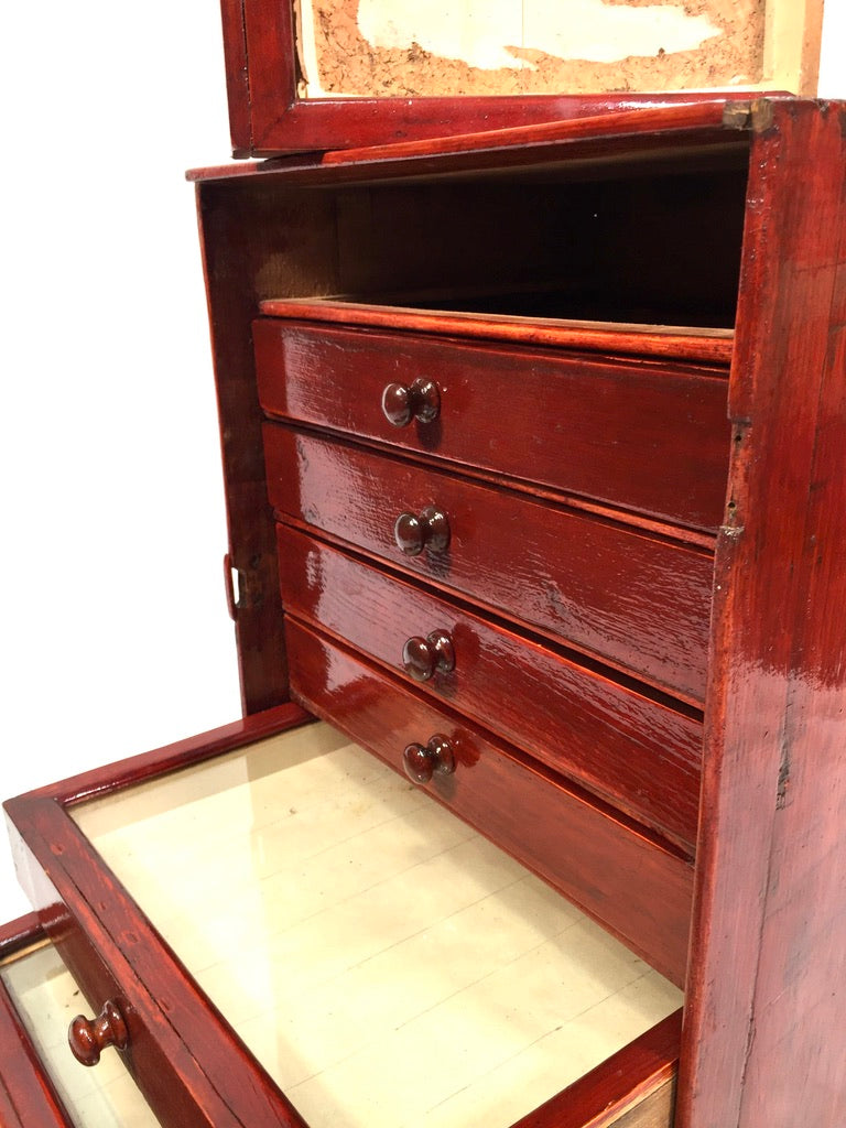 Antique Tabletop Stained Wooden Chest of Specimen Collectors Drawers c.1930