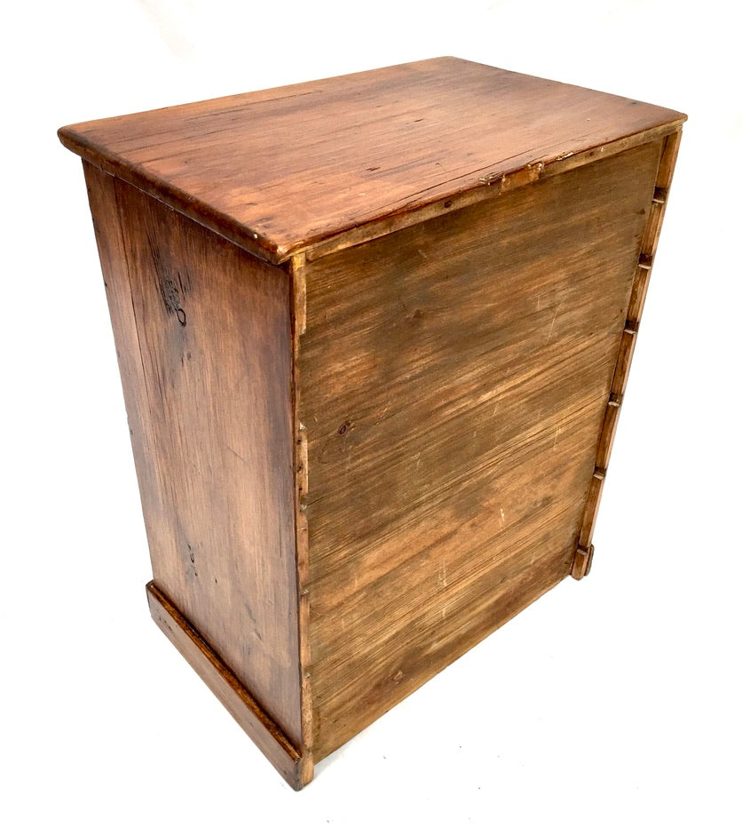 Antique Tabletop Wooden Pine Chest of Collectors Drawers Storage Box c.1900