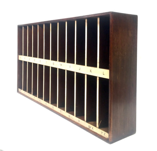Antique Wooden A-Z Pigeon Hole Filing Cabinet / Mail Letter Organiser / Hotel