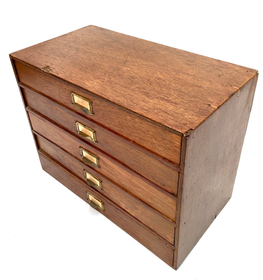 Antique Desktop Wooden Chest of Drawers / Filing Storage Box Cabinet c.1950