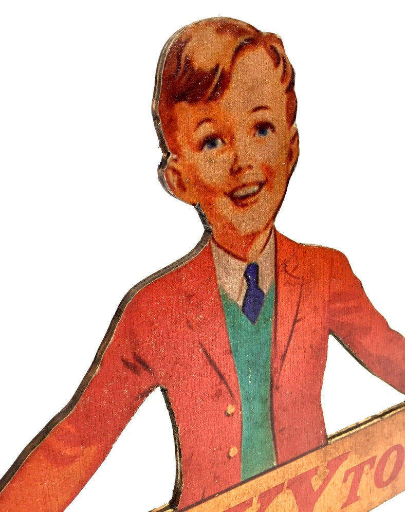Vintage Advertising - Dinky Toys Wooden Boy Printed Shop Display Sign