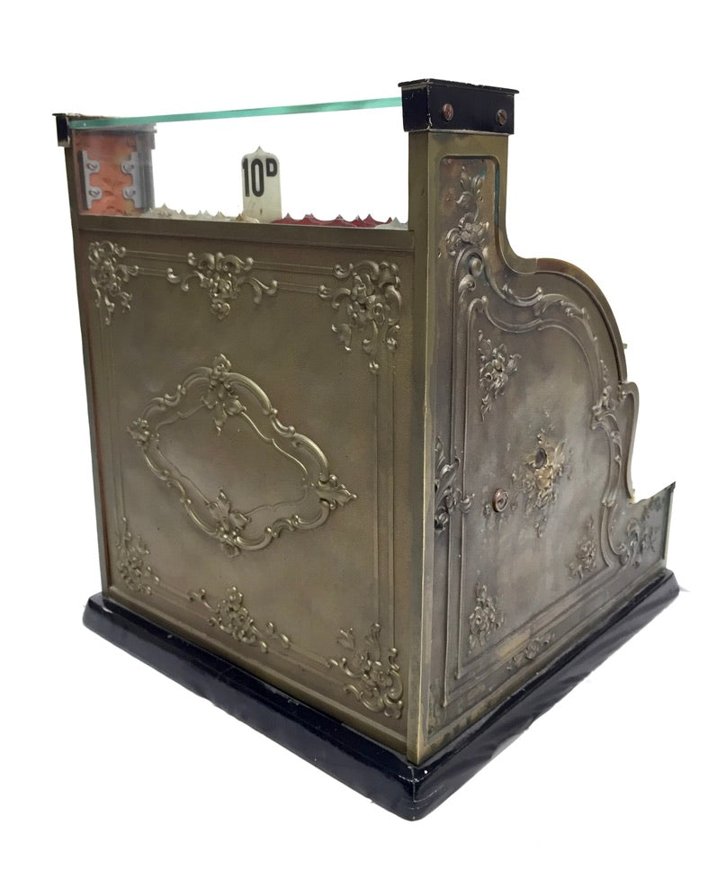 Antique Advertising - Brass Shop Used Cash Register Till / Working Order c.1900