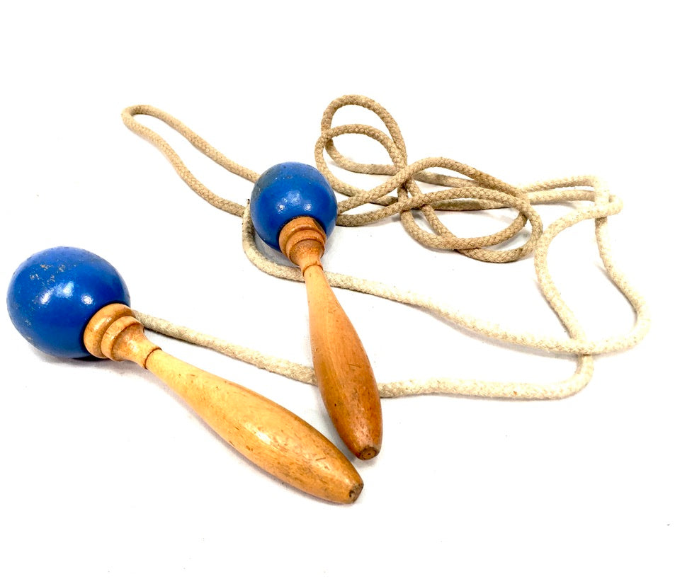 Vintage Children's Skipping Rope with Wooden Handles / Games & Toys / Antique