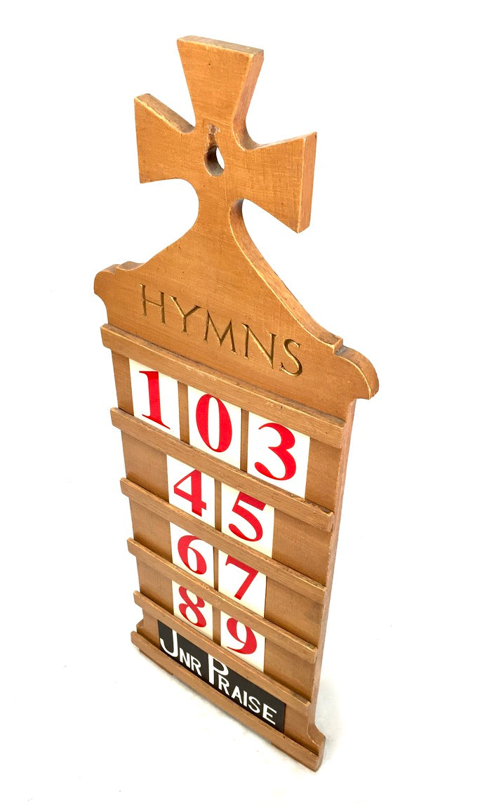 Vintage Large Wooden Church Used Hymn Board & Numbers Mid 20th Century c1950